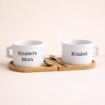 Matching twin mugs with magnet spoons