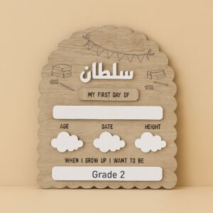 Reusable cloud-themed first day of school sign