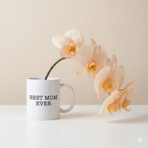 Best Mom Ever Mug with Orchids