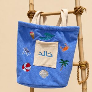 Palm duo fully embroidered terry bag