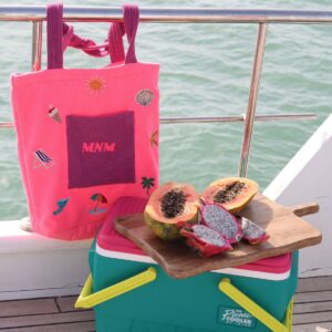 Palm duo fully embroidered terry bag